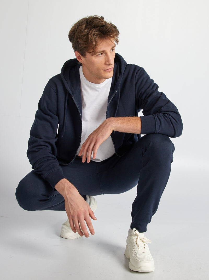 Felpa con cappuccio e zip + 190 cm BLU - Kiabi