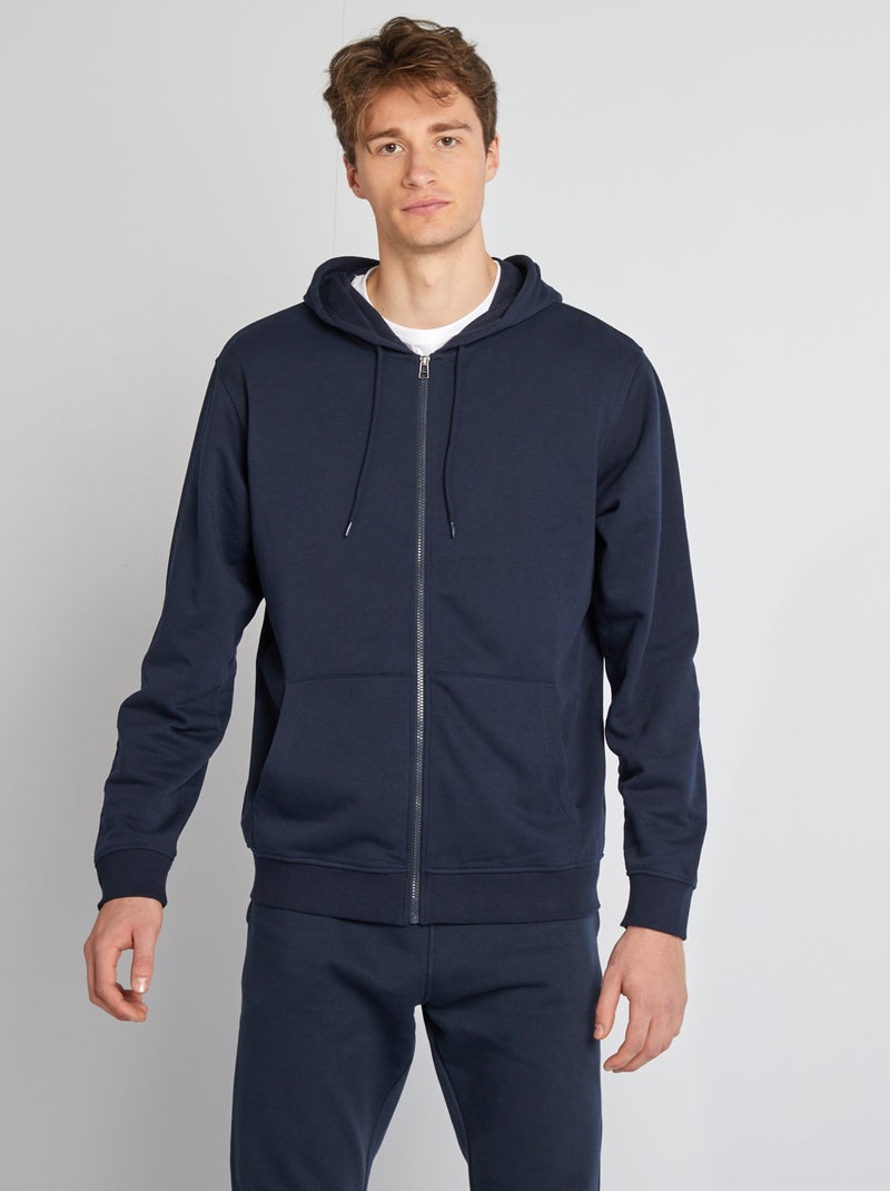 Felpa con cappuccio e zip + 190 cm BLU - Kiabi
