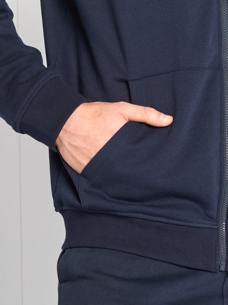 Felpa con cappuccio e zip + 190 cm BLU - Kiabi