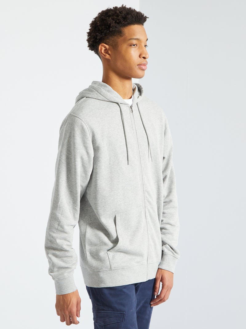Felpa con cappuccio e zip + 190 cm GRIGIO - Kiabi