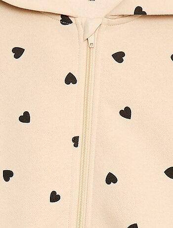 Felpa con cappuccio e zip con stampa all over