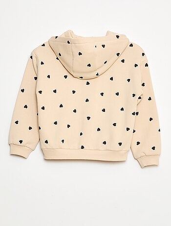 Felpa con cappuccio e zip con stampa all over