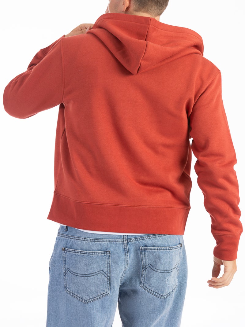 Felpa con cappuccio e zip DJANGO Rosso mattone - Kiabi