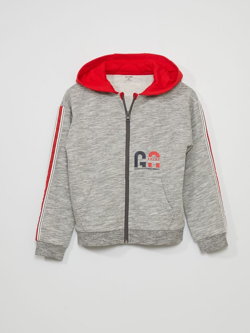 Felpa Con Cappuccio E Zip Grigio Kiabi 14 00