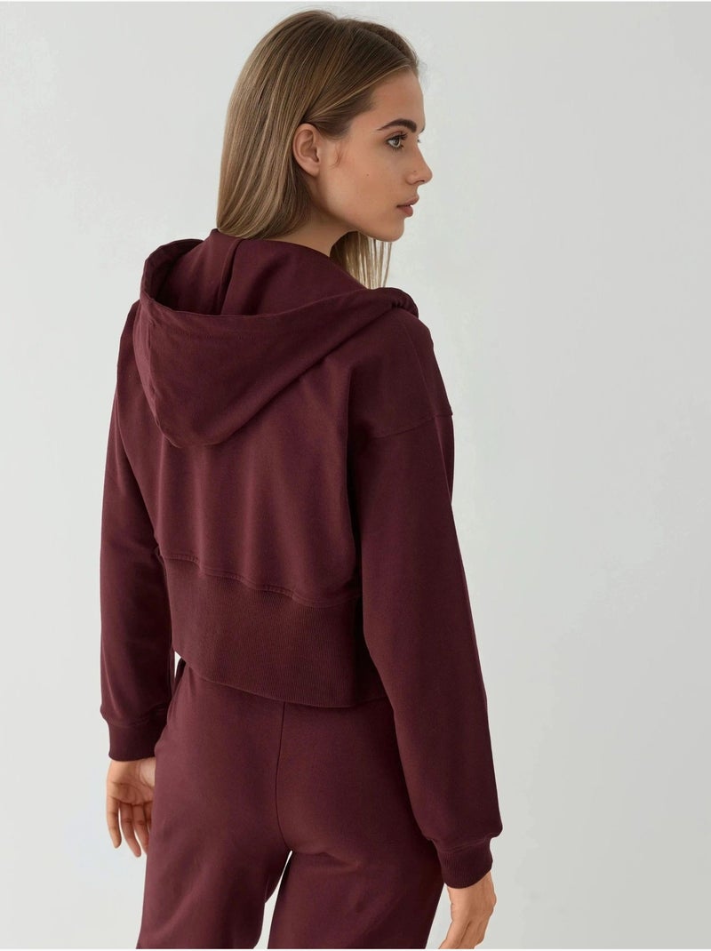Felpa con cappuccio e zip hiccup Rosso bordeaux - Kiabi