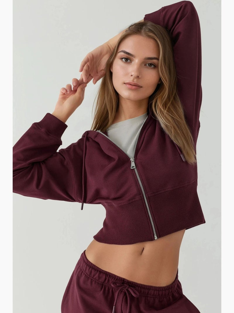 Felpa con cappuccio e zip hiccup Rosso bordeaux - Kiabi