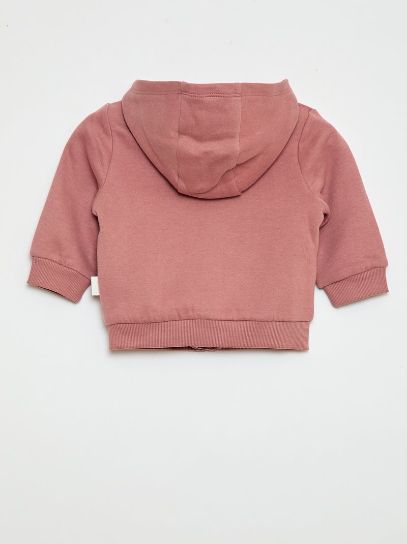 Felpa con cappuccio e zip in felpa garzata Rosa - Kiabi
