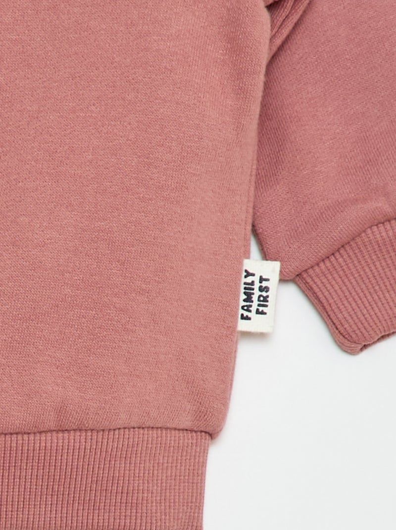 Felpa con cappuccio e zip in felpa garzata Rosa - Kiabi