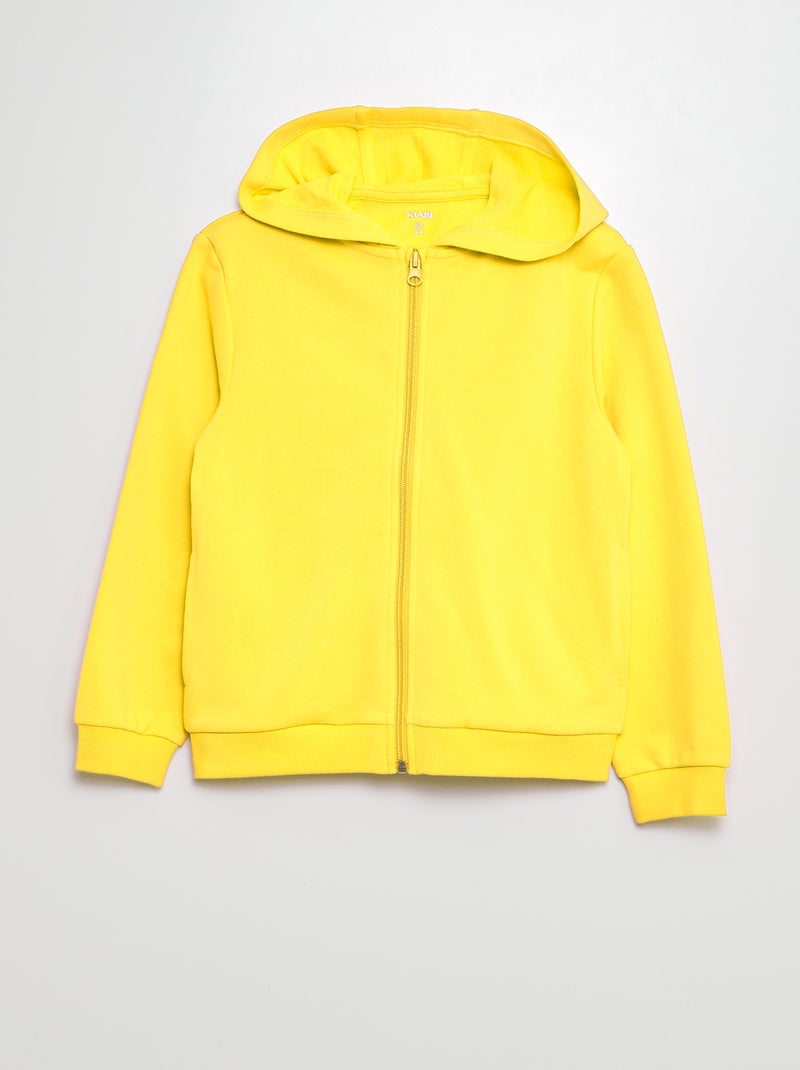 Felpa con cappuccio e zip in french terry giallo - Kiabi