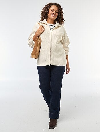 Felpa con cappuccio e zip in maglia tricot