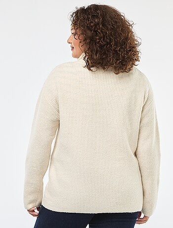Felpa con cappuccio e zip in maglia tricot