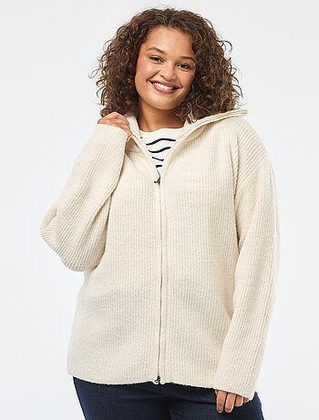 Felpa con cappuccio e zip in maglia tricot