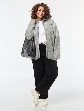 Felpa con cappuccio e zip in maglia tricot