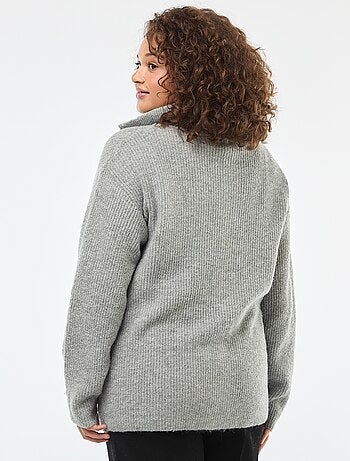 Felpa con cappuccio e zip in maglia tricot