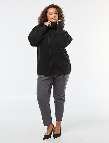 Felpa con cappuccio e zip in maglia tricot
