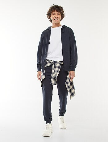 Felpa con cappuccio e zip in tessuto felpato