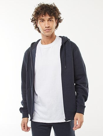 Felpa con cappuccio e zip in tessuto felpato