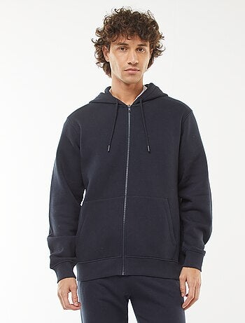 Felpa con cappuccio e zip in tessuto felpato