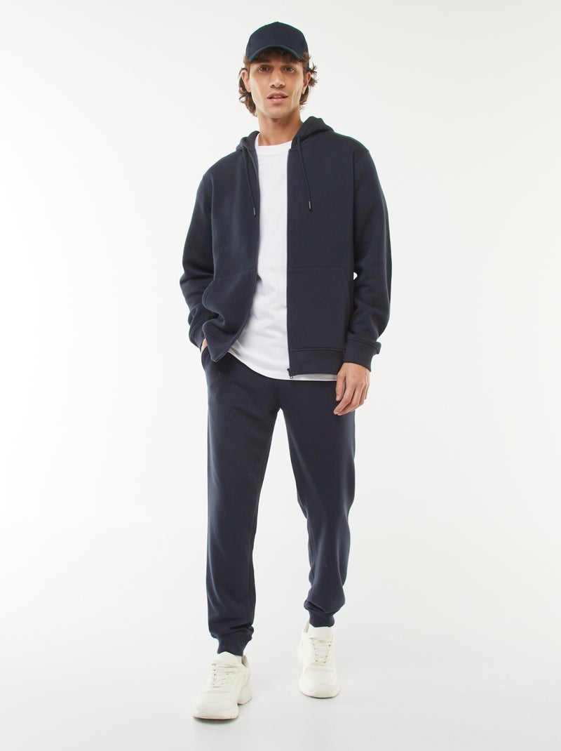 Felpa con cappuccio e zip in tessuto felpato Blu - Kiabi