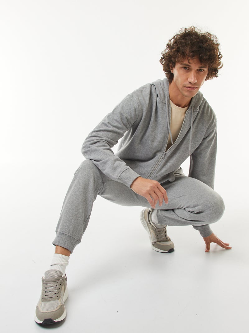 Felpa con cappuccio e zip in tessuto felpato Grigio - Kiabi