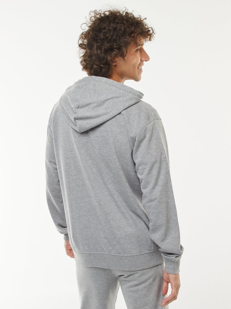 Felpa con cappuccio e zip in tessuto felpato Grigio - Kiabi