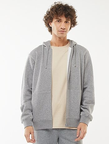 Felpa con cappuccio e zip in tessuto felpato