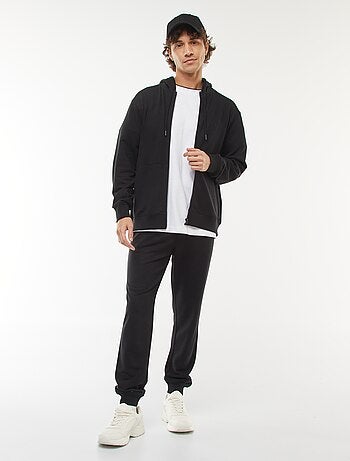 Felpa con cappuccio e zip in tessuto felpato