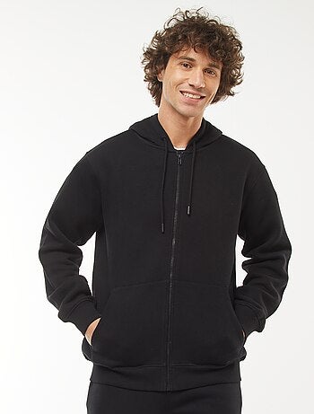 Felpa con cappuccio e zip in tessuto felpato