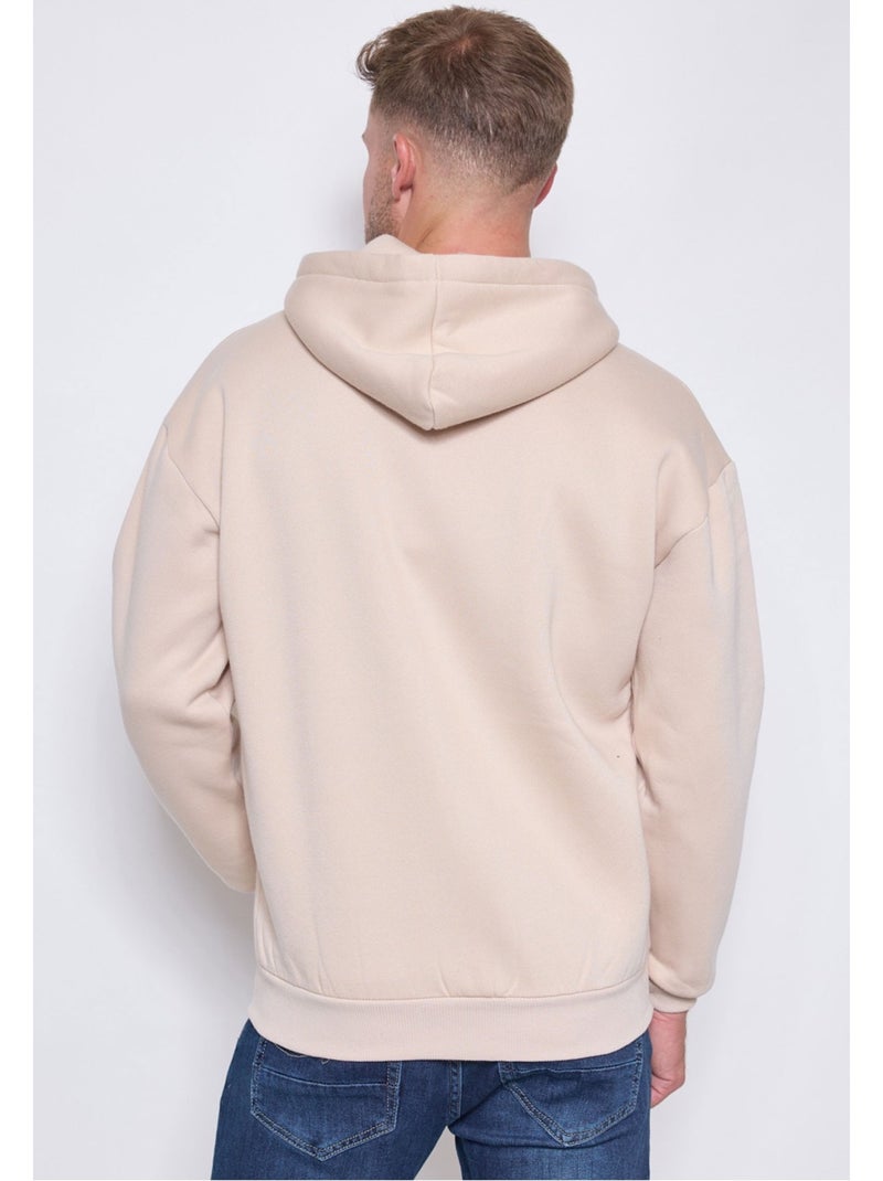Felpa con cappuccio e zip Kebello Beige - Kiabi