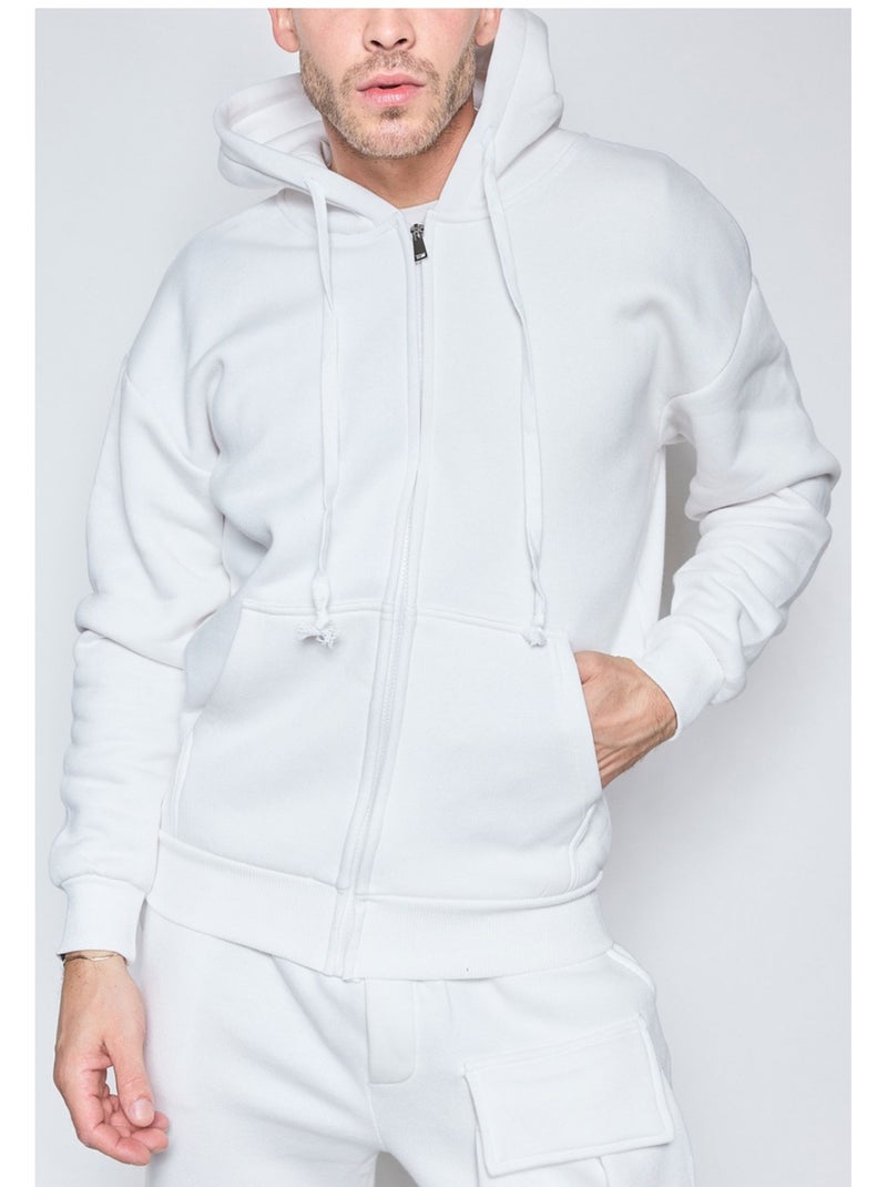Felpa con cappuccio e zip Kebello Bianco - Kiabi