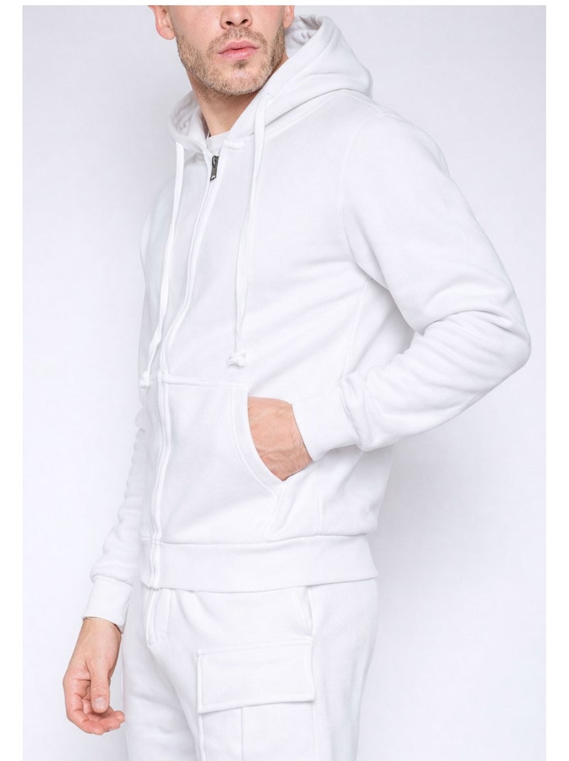 Felpa con cappuccio e zip Kebello Bianco - Kiabi