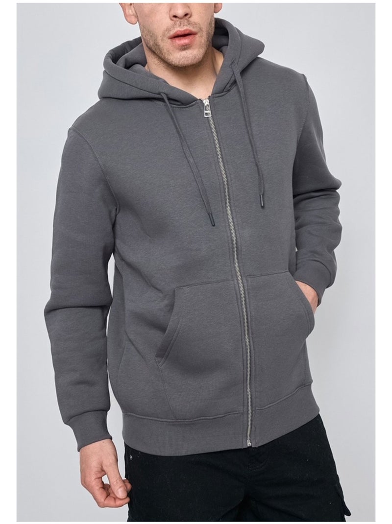 Felpa con cappuccio e zip Kebello Grigio antracite - Kiabi