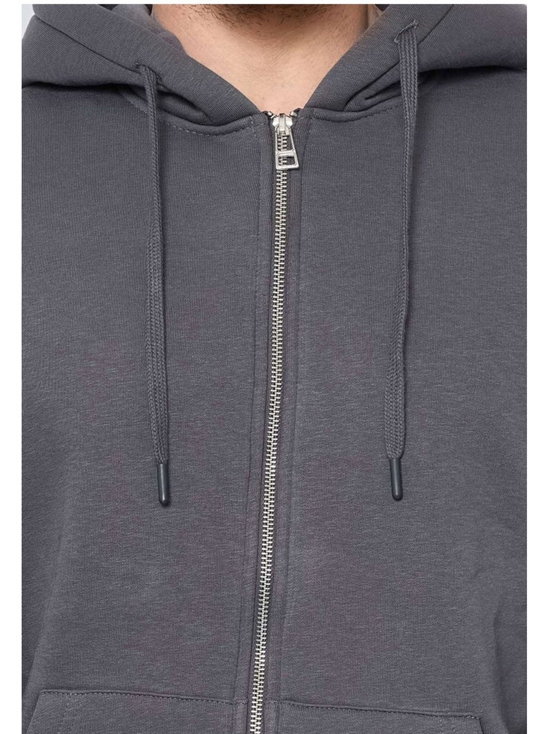 Felpa con cappuccio e zip Kebello Grigio antracite - Kiabi