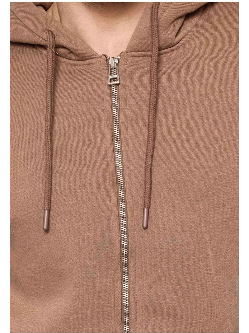 Felpa con cappuccio e zip Kebello Marrone - Kiabi