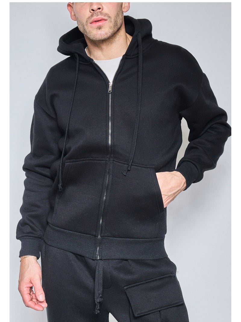 Felpa con cappuccio e zip Kebello Nero Nero - Kiabi