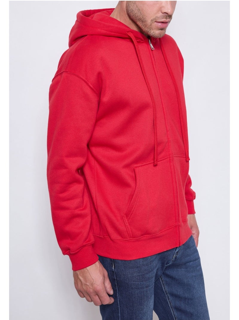 Felpa con cappuccio e zip Kebello Rosso - Kiabi