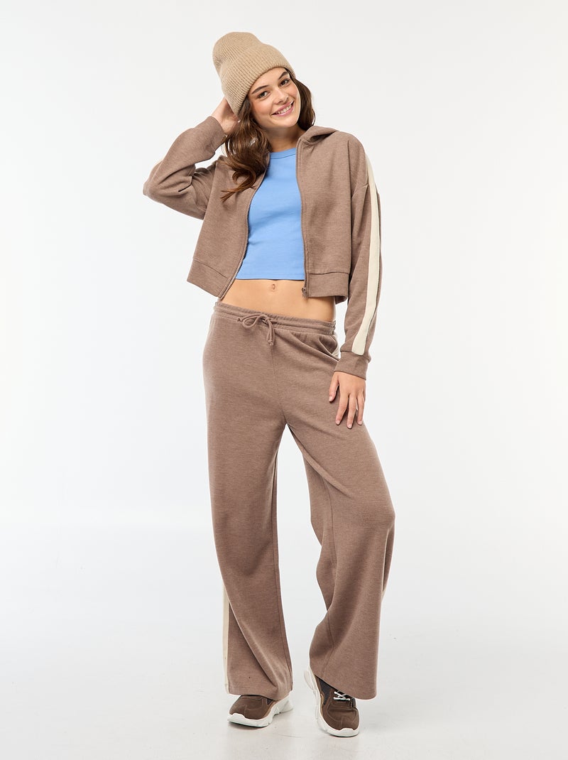 Felpa con cappuccio e zip Marrone - Kiabi