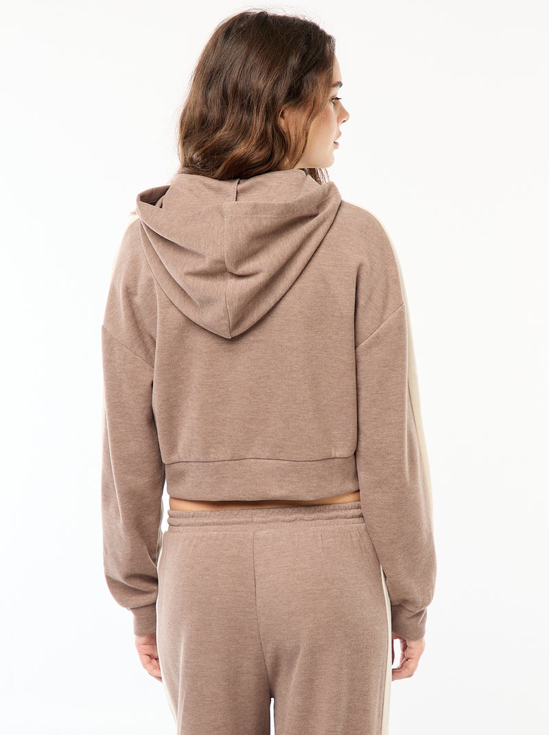 Felpa con cappuccio e zip Marrone - Kiabi