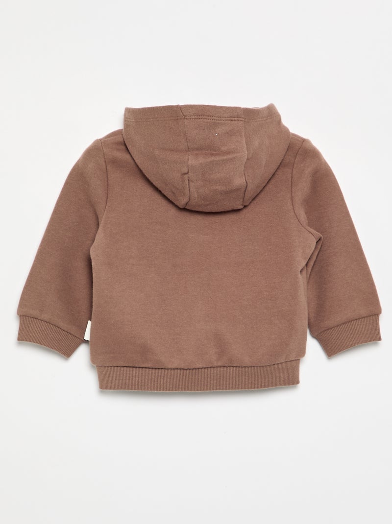 Felpa con cappuccio e zip Marrone - Kiabi