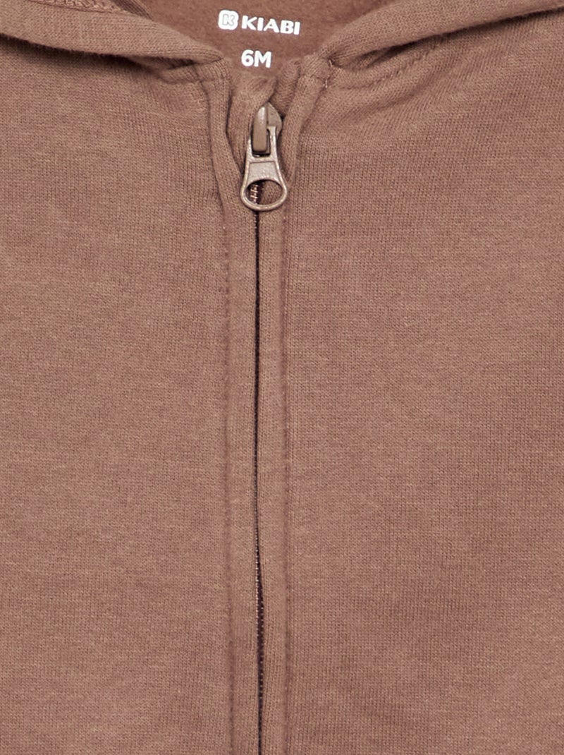Felpa con cappuccio e zip Marrone - Kiabi