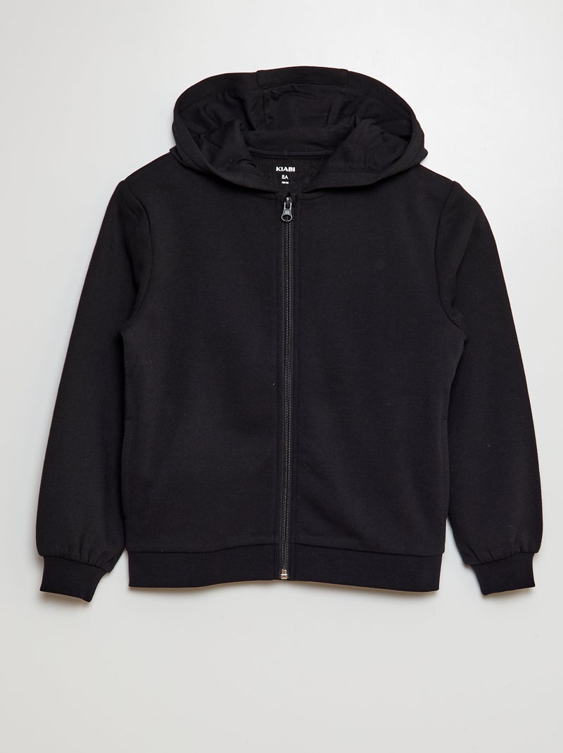 Felpa con cappuccio e zip nero - Kiabi