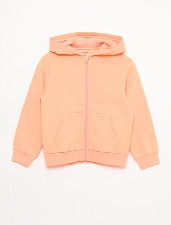 Felpa con cappuccio e zip tinta unita