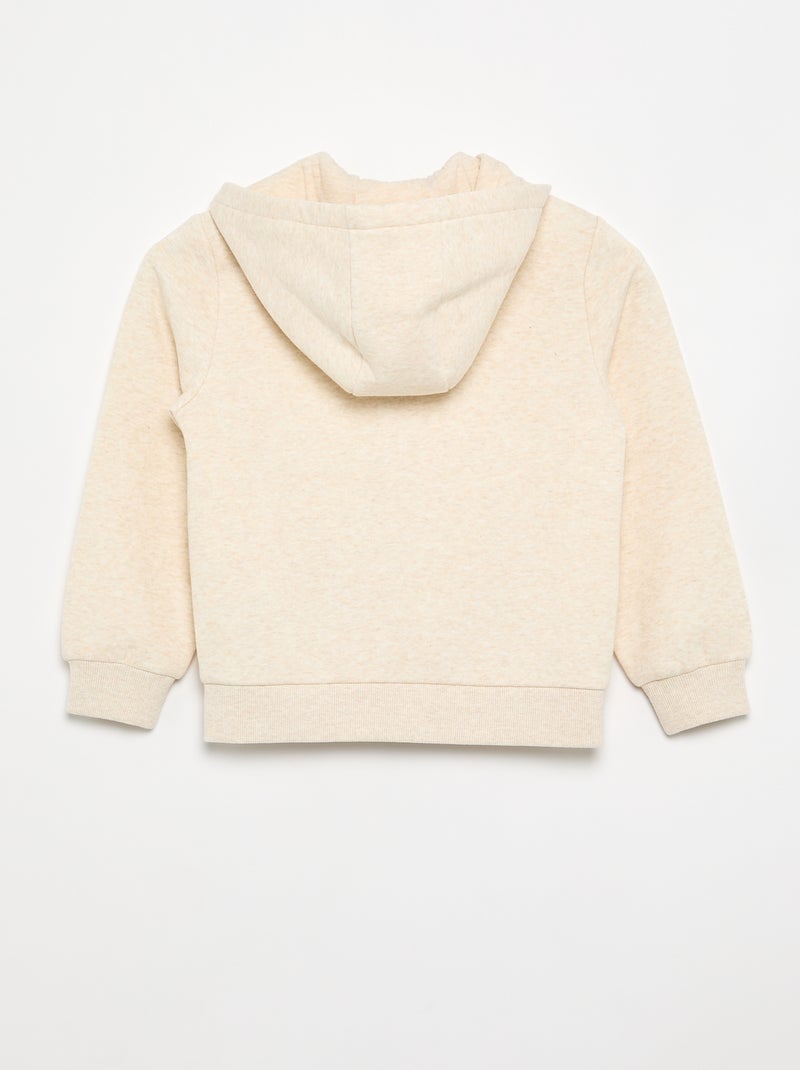 Felpa con cappuccio e zip tinta unita Beige - Kiabi