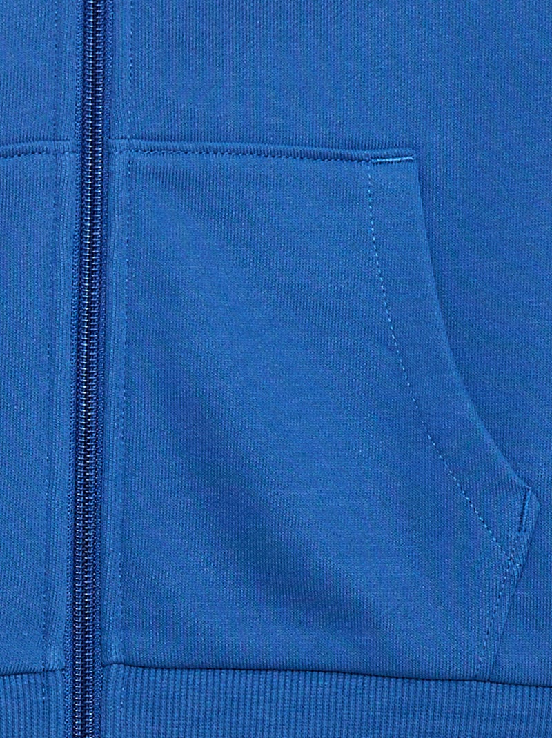 Felpa con cappuccio e zip tinta unita Blu - Kiabi