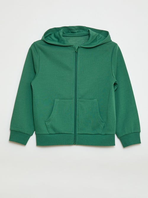 Felpa con cappuccio e zip tinta unita - Kiabi