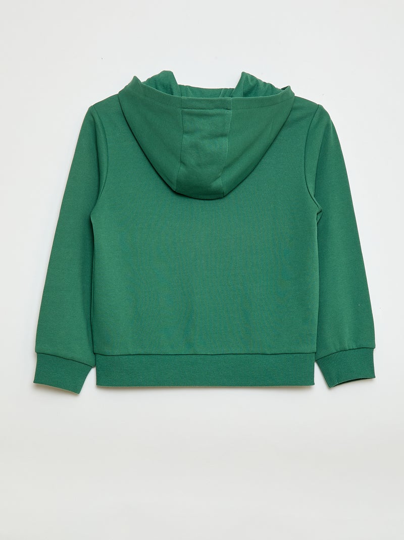 Felpa con cappuccio e zip tinta unita Verde - Kiabi