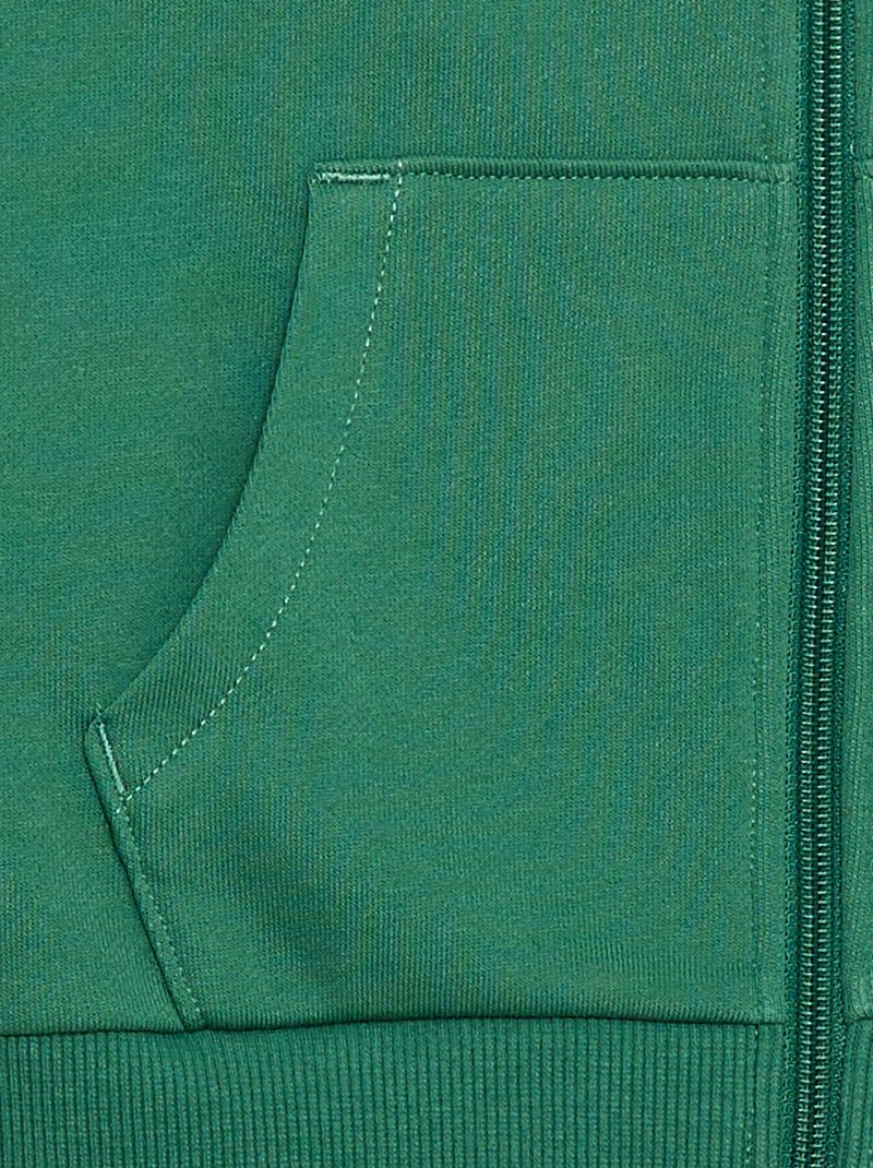 Felpa con cappuccio e zip tinta unita Verde - Kiabi