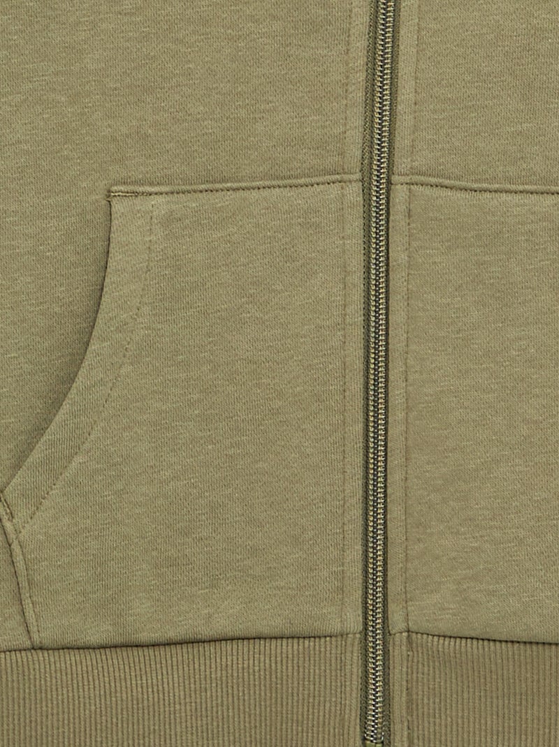 Felpa con cappuccio e zip tinta unita Verde - Kiabi