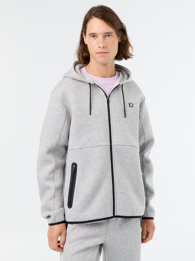 Felpa con cappuccio effetto neoprene Grigio - Kiabi