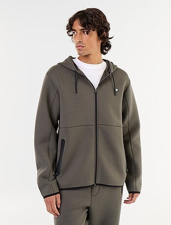 Felpa con cappuccio effetto neoprene